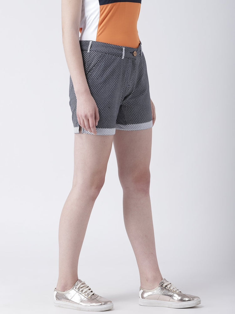 Women Navy Blue Solid Slim Fit Shorts - JUMP USA
