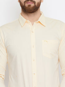 JUMP USA Men Cream Solid Regular Fit Casual Shirts - JUMP USA