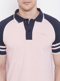 JUMP USA Men Pink Solid Polo T-shirts - JUMP USA