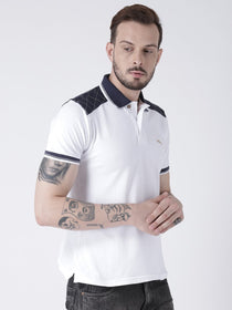 Men White Solid Polo T-shirt - JUMP USA