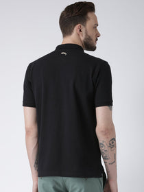 Men Black Solid Polo T-shirt - JUMP USA