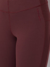JUMP USA Women Solid Active Wear Maroon Tights - JUMP USA