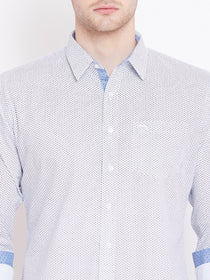 Men White Printed Casual Slim Fit Shirts - JUMP USA