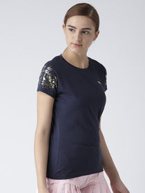 Women Navy Blue Casual T-shirt - JUMP USA