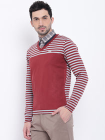 Men Casual Striped Red Sweaters - JUMP USA
