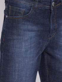JUMP USA Men Blue Washed Solid Regular Fit Denim Shorts - JUMP USA
