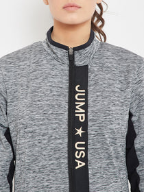 Women Sports Black Sporty Jacket - JUMP USA