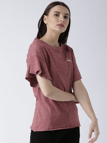 Women Red Solid Top - JUMP USA