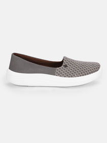JUMP USA Women's Textured Grey Smart Casual Sneakers Shoes - JUMP USA