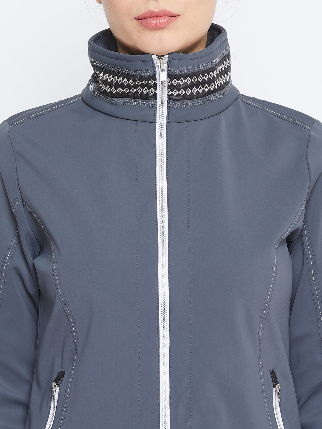 JUMP USA Women Grey Solid Sporty Jacket - JUMP USA