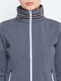 JUMP USA Women Grey Solid Sporty Jacket - JUMP USA