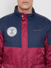 JUMP USA Men Navy Blue Colourblocked Casual Open Front Jacket - JUMP USA