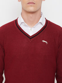 JUMP USA Men Red Solid Sweater - JUMP USA