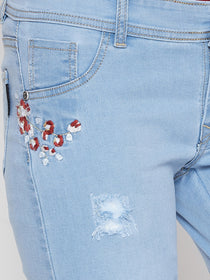 JUMP USA Women Blue Slim Fit Mid-Rise Clean Look Stretchable Jeans - JUMP USA