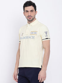 Men Casual Solid Yellow Polo Collar T-Shirt - JUMP USA