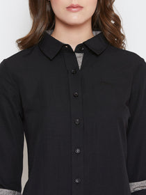Women Black Solid Casual Slim Fit Shirt - JUMP USA