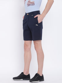 Men Casual Printed Navy Blue Chinos Shorts - JUMP USA