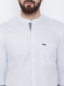 JUMP USA Men White Printed Cotton Casual Shirts - JUMP USA
