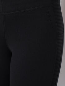 JUMP USA Women Solid Active Wear Black Tights - JUMP USA