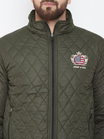 JUMP USA Men Green Design Casual Quilted Jacket - JUMP USA