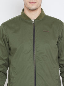 Men Casual Olive Bomber Jacket - JUMP USA