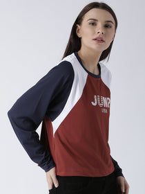 Women Red Solid Top - JUMP USA