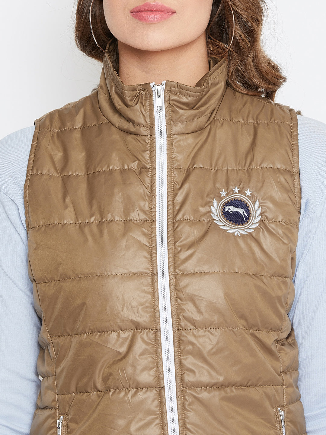 JUMP USA Women Brown Solid Padded Jacket - JUMP USA