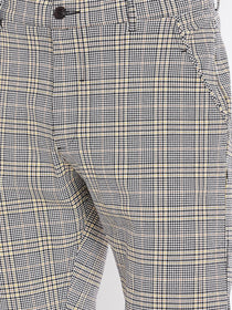 Men Grey Checked Casual Regular Fit Trousers - JUMP USA