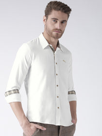 Men White Bamboo Cotton & Micro Polyester Shirt - JUMP USA (1568787136554)