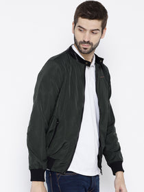 Men Green Solid Open Front Jacket - JUMP USA