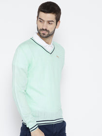 Men Teal Self Design Pullover - JUMP USA