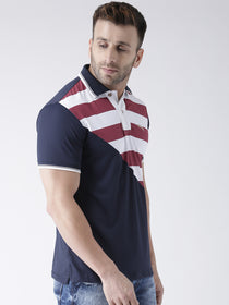 Men Navy Blue and White Polo Tshirt - JUMP USA