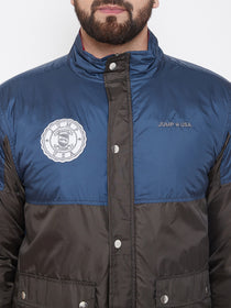 JUMP USA Men Navy Blue Colourblocked Casual Open Front Jacket - JUMP USA