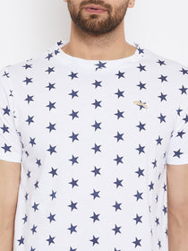 JUMP USA Men White Printed Round Neck T-Shirt - JUMP USA