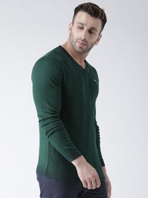 Men Green self Design Pullover - JUMP USA