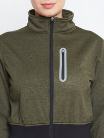 JUMP USA Women Olive Solid Sporty Jacket - JUMP USA