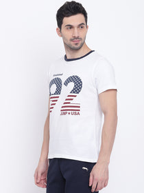Men Casual Striped White T-shirt - JUMP USA