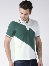 Men Casual Solid White Polo Collar T-Shirt - JUMP USA