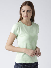 Women Green Casual T-shirt - JUMP USA