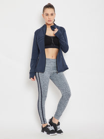 Women Sports Navy Blue Sporty Jacket - JUMP USA