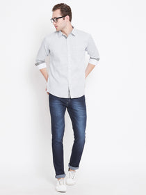 Men White Printed Casual Relaxed Fit Shirts - JUMP USA