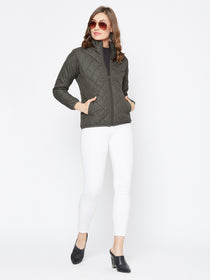 JUMP USA Women Olive Casual Quilted Jacket - JUMP USA