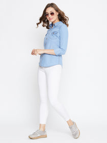 JUMP USA Women Regular Fit Blue Casual Denim Shirt - JUMP USA