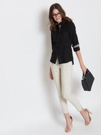 Women Black Solid Casual Slim Fit Shirt - JUMP USA