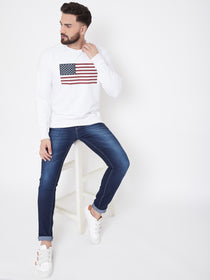 JUMP USA Men White Self Design Sweatshirt - JUMP USA