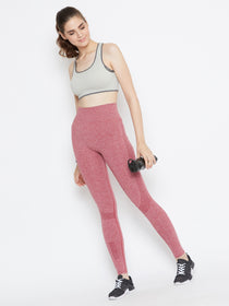 JUMP USA Women Red Solid Skinny-Fit Tights - JUMP USA