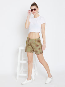 JUMP USA Women Beige & Red Printed Shorts - JUMP USA