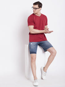 JUMP USA Men Red Solid V-neck Tshirt - JUMP USA