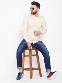 JUMP USA Men Cream Solid Regular Fit Casual Shirts - JUMP USA