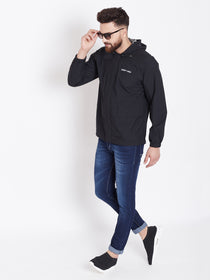 JUMP USA Men Black Hooded Rain Jacket - JUMP USA